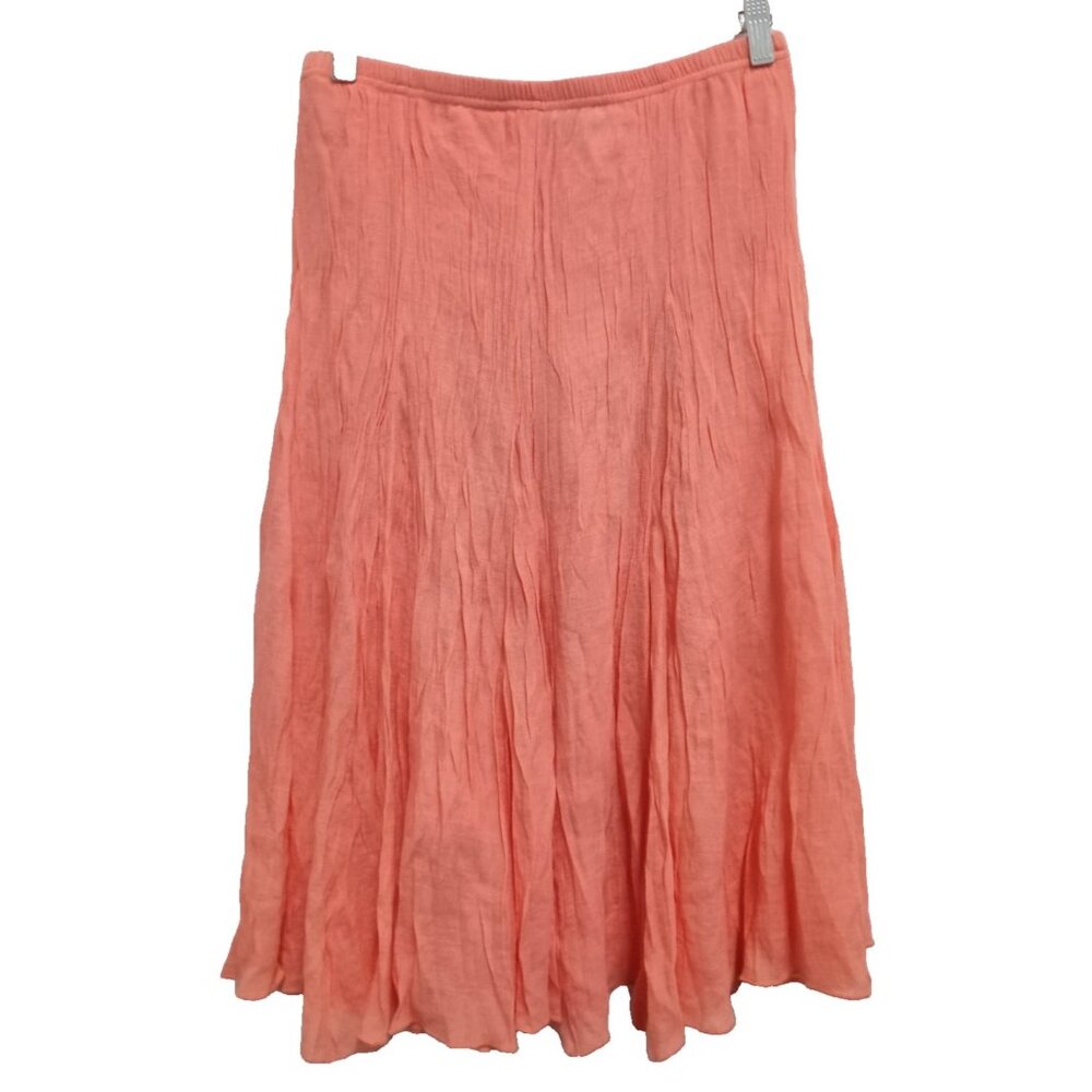Zac & Rachel Womens BOHO Midi Skirt Medium Coral Fared Festival Casual